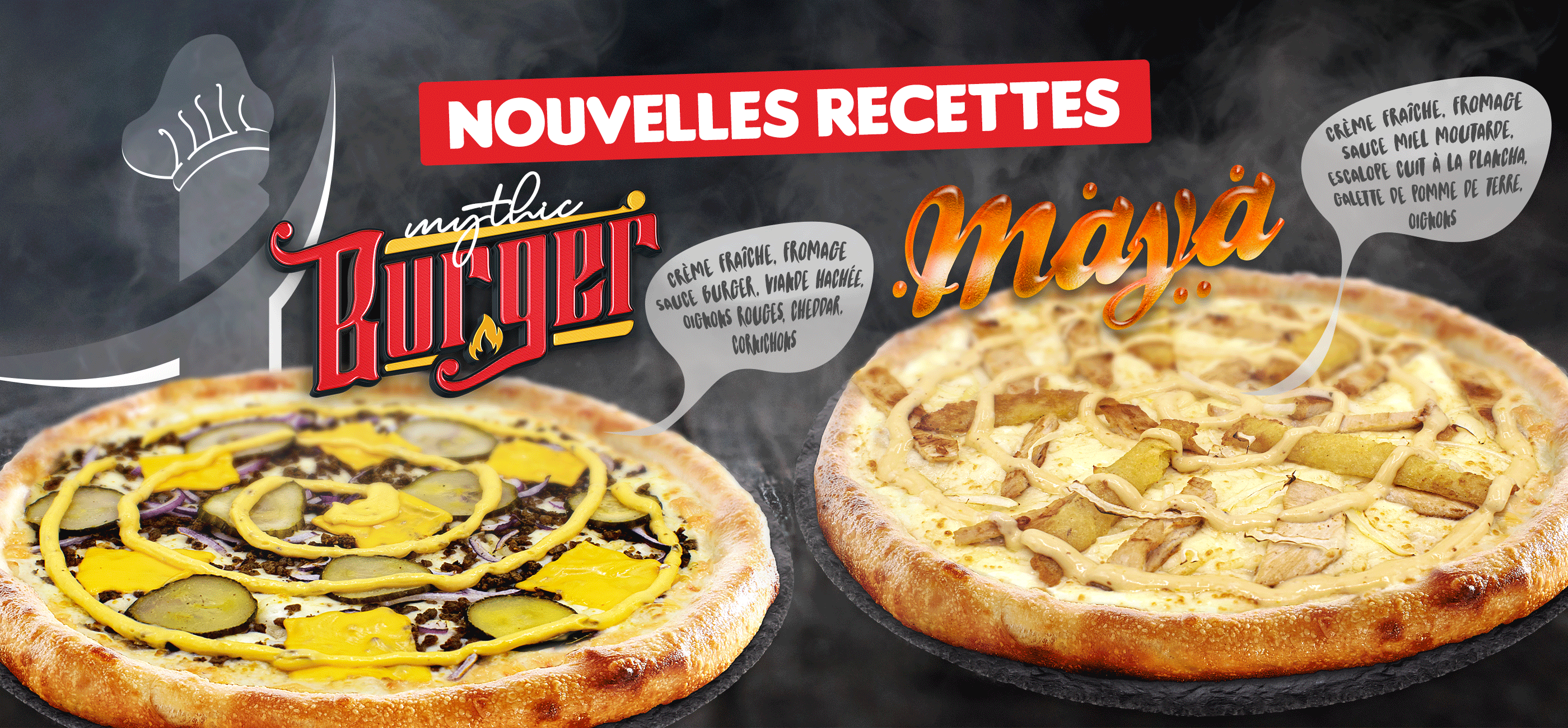 Les Pizzas Mythic Burger et Maya