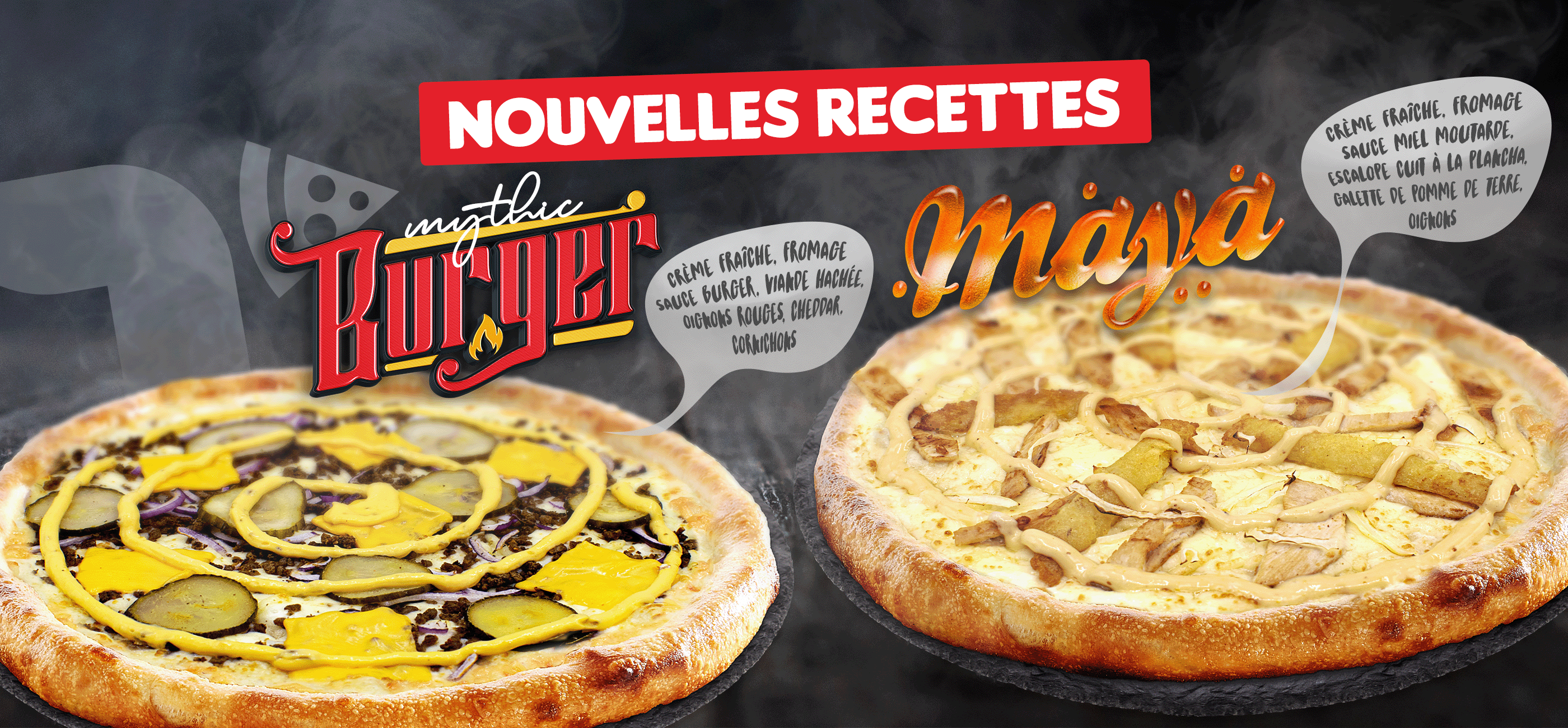 Les Pizzas Mythic Burger et Maya